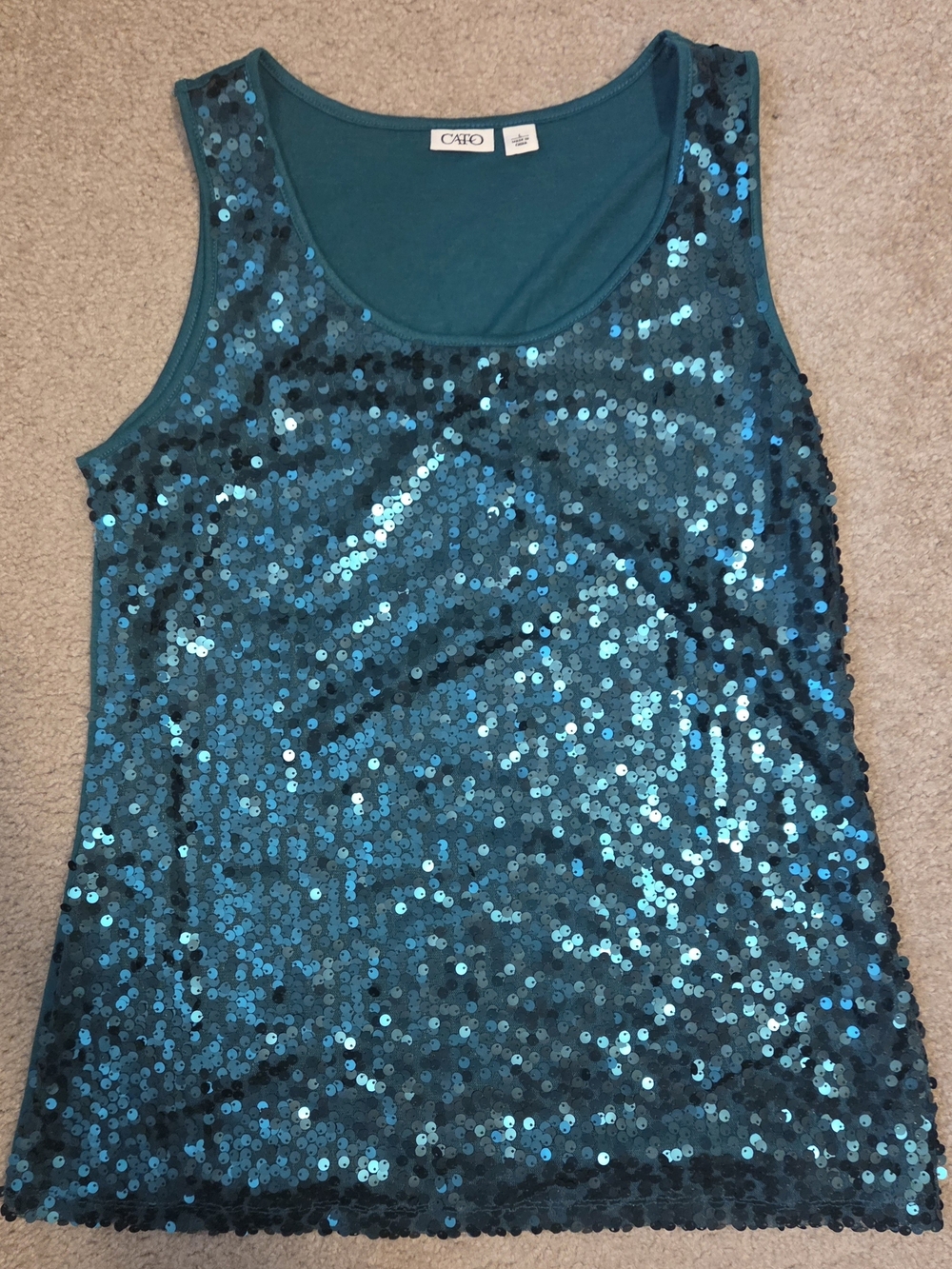 Cato Teal Sequin Sleeveless Tank Top